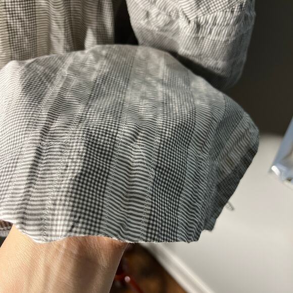 Lara Krude Women's Blouse Size XS Gray Check Stripe Cotton Artisan Lagenlook - Picture 9 of 12